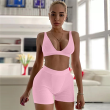 Load image into Gallery viewer, Wholesale V-neck sports Yoga cotton women&#39;s solid two-piece set 2PC（CL8899）
