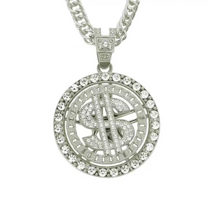Wholesale diamond studded dollar rotating Pendant Necklace accessories（A0115）