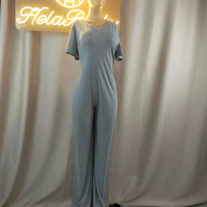 Wholesale solid back zipper Imitation cotton pocket jumpsuit（CL9138）