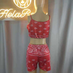 Wholesale women's fashion printed sling set 2PC(CL9115)