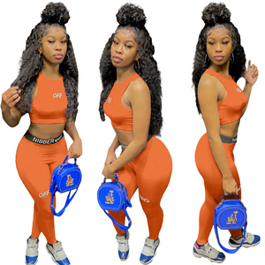 Wholesale sports offset letter Yoga fashion leisure suit 2PC（CL8803）