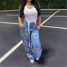 Load image into Gallery viewer, Wholesale Multi Pocket heart-shaped color printed jeans flared pants（CL9659）
