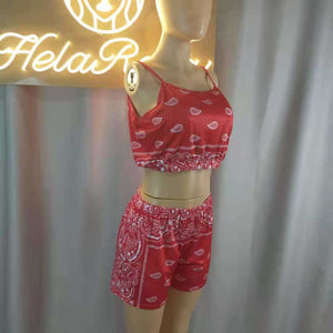 Wholesale women's fashion printed sling set 2PC(CL9115)