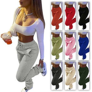 Wholesale women's multicolor sports leisure pile pile pants(CL8250)