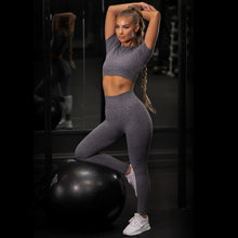 Load image into Gallery viewer, Wholesale  seamless knitting fitness short sleeve pants Yoga suit 2PC（CL8825）
