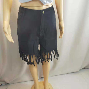 Wholesale women's sexy fringed denim shorts XL-5XL(CL8737）