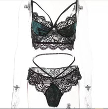 Load image into Gallery viewer, Wholesale lace perspective alluring velvet sexy underwear set 2PC（CL8875）
