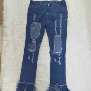 Wholesale women's high-waisted ripped jeans (CL8166)