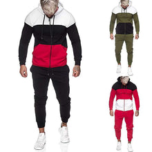 Load image into Gallery viewer, Wholesale men&#39;s hooded stitching suit 2PC（ML8002）
