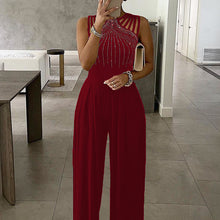 Load image into Gallery viewer, Diamond-Embedded Wide Leg Fitted Waist Jumpsuit (CL10424)
