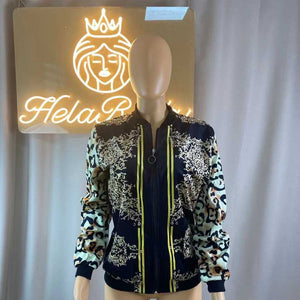 Wholesale men's casual slim leopard print jacket(ML8087)