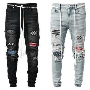 Wholesale high-end slim hole Leggings new men's jeans（ML8074）