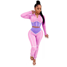 Load image into Gallery viewer, Wholesale fashion yoga clothes contrast color tight two-piece sports suit 2PC（CL9465）
