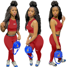 Load image into Gallery viewer, Wholesale sports offset letter Yoga fashion leisure suit 2PC（CL8803）
