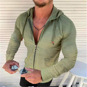 Wholesale men's casual slim fit hooded cardigan（ML8073）