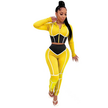 Load image into Gallery viewer, Wholesale fashion yoga clothes contrast color tight two-piece sports suit 2PC（CL9465）
