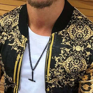 Wholesale men's casual slim leopard print jacket(ML8087)