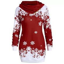 Load image into Gallery viewer, Wholesale christmas snowflake printed long sleeve pile collar dress（CL9638）
