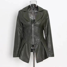 Load image into Gallery viewer, Wholesale Ruffle Trim motorcycle PU leather jacket（CL9456）
