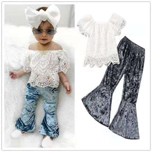 Load image into Gallery viewer, Wholesale children&#39;s lace flared pants suit 2PC(TL8016)
