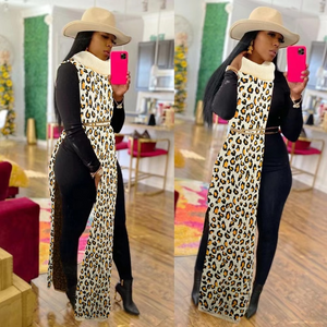 Wholesale sexy split leopard sweater dress（CL9719）