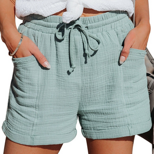 Women in high waisted lace-up wide leg shorts（CL9754）