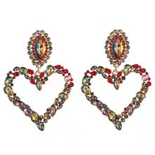 Load image into Gallery viewer, Heart-shaped alloy earrings set with diamond(A0097)
