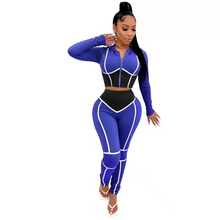 Load image into Gallery viewer, Wholesale fashion yoga clothes contrast color tight two-piece sports suit 2PC（CL9465）
