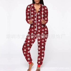 Wholesale Christmas Plaid autumn and winter hooded casual home clothes（CL9636）