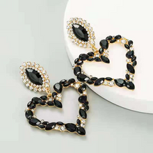 Load image into Gallery viewer, Heart-shaped alloy earrings set with diamond(A0097)
