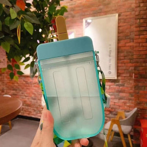 Wholesale plastic ice cream students cute portable water cup（A0095）