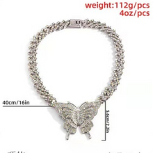 Load image into Gallery viewer, Fashionably diamond-filled vintage Cuban butterfly necklace(A0087)
