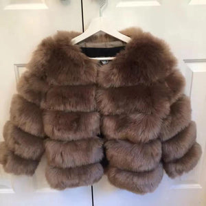 Wholesale round neck short imitation fox fur grass coat women's wear（CL9461）