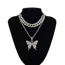 Load image into Gallery viewer, Wholesale retro suit CUBAN CHAIN Butterfly Necklace（A0102）

