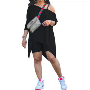 Wholesale Women's Irregular Slim Fit Large Size Suit 2PC(CL8704)