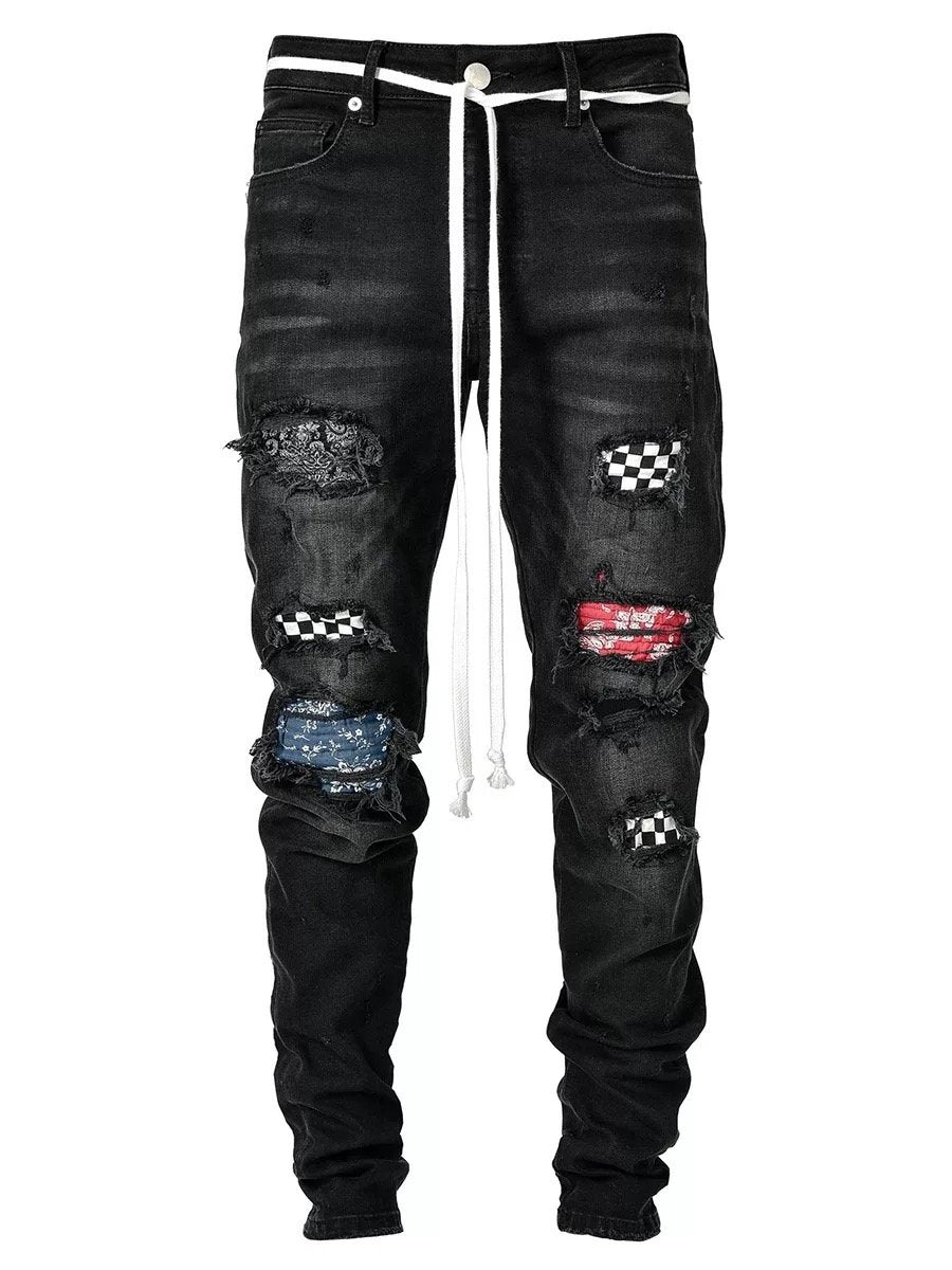 Wholesale high-end slim hole Leggings new men's jeans（ML8074）