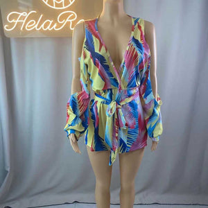Wholesale women's color printing large size Jumpsuit(CL8953)