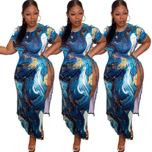 Load image into Gallery viewer, Plus Size Sexy Split Strap Printing Dress (CL10096)
