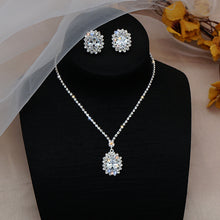 Load image into Gallery viewer, Bright Water Drop Zircon Rhinestone Necklace Eardrops Set (A0135)
