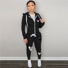 Load image into Gallery viewer, Zipper Printed Casual Hooded Sweater Set（CL11001）
