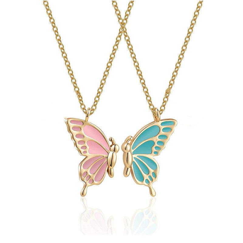 Good Friend Friendship Colorized Butterfly Necklace (A0169)