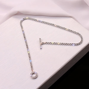 Diamond OT Buckle Claw Chain Necklace Female Special-Interest Design High Sense Necklace (A0168)