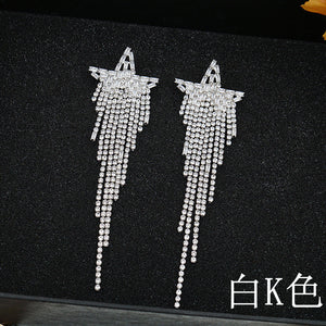 Splendid Diamond Zircon Tassel Long Earrings (A0134)