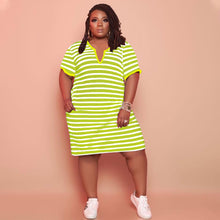 Load image into Gallery viewer, V-neck Striped Loose Dress（CL11520）
