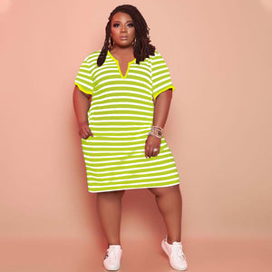 V-neck Striped Loose Dress（CL11520）