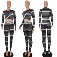 Load image into Gallery viewer, Women&#39;s Amazon New Fashion Striped Printed Two-Piece Suit (CL9869)
