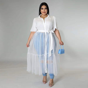 Large Size Tulle Maxi Dress（CL10870）