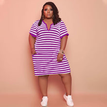 Load image into Gallery viewer, V-neck Striped Loose Dress（CL11520）
