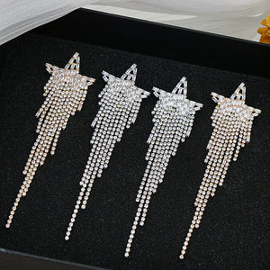 Splendid Diamond Zircon Tassel Long Earrings (A0134)