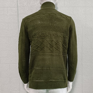 Men's Leather Ring Knitted Turtleneck Sweater (ML8233)